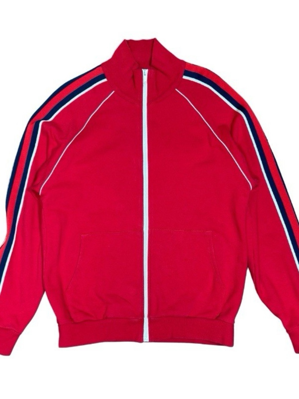 Red Gucci Track Jacket with Navy & White Stripes
